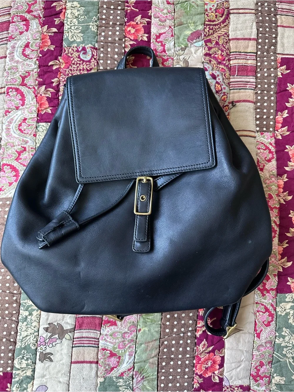 Vintage Coach Legacy West Hampton Black Leather Backpack with Gold Hardware